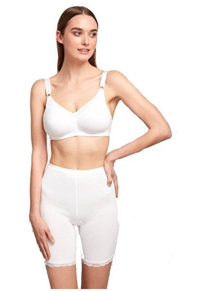 Basic Dantel Detaylı Paçalı Beyaz Külot