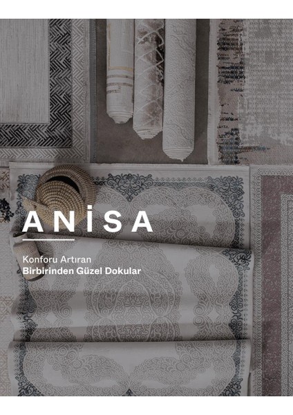 Ipek Mekik Halı Anisa Füme Sade Düz Desen Halı