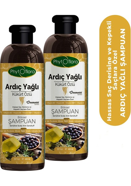 Tuzsuz Hassas Saç Derisine Ve Kepekli Saçlara Özel Ardıç Yağlı Bitkisel Şampuan 400 Ml, 2 Adet