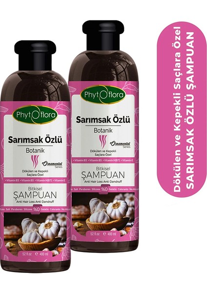 Tuzsuz Yağlı Ve Dökülen Ve Kepekli Saçlara Özel Sarımsak Özlü Bitkisel Şampuan 400 Ml, 2 Adet