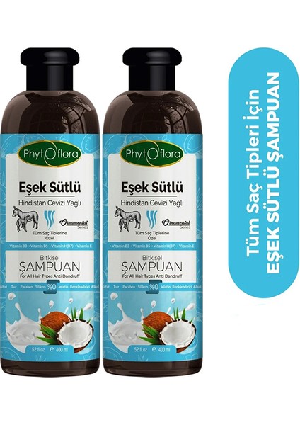 Tuzsuz Eşek Sütü Ve Hindistan Cevizi Yağlı Bitkisel Şampuan 400 Ml, 2 Adet