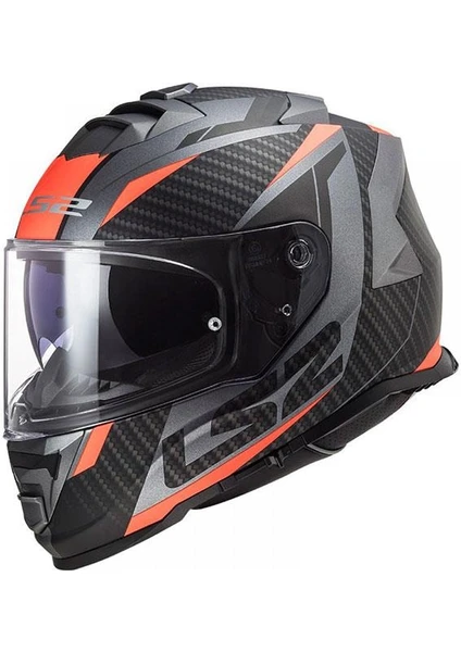 Ls2 Storm Racer Mat Tıtanıum - Turuncu Kapalı Kask