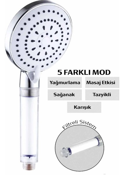 5 Fonksiyonlu Filtreli Duş Başlığı,banyo Duş Başlığı