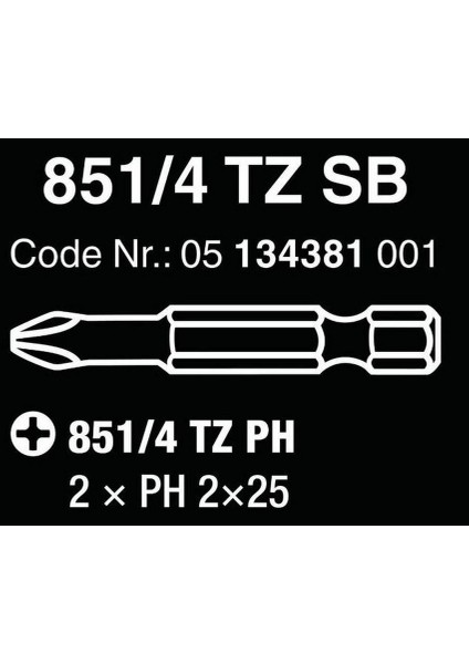 851/4 Tz Yıldız Bits Uç 2 x 50MM Ph2 05134381001