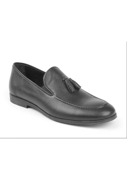 3425 Hakiki Deri Loafer Erkek Ayakkabı Siyah Babet