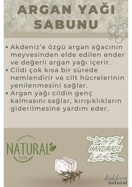 Argan Yağı Sabunu El Yapımı Doğal 120 G x 3 Adet
