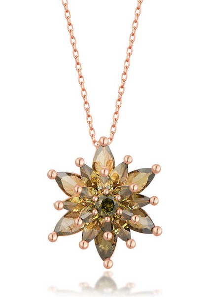 Gümüş 4 Katman Lotus Çiçeği Kadın Kolye