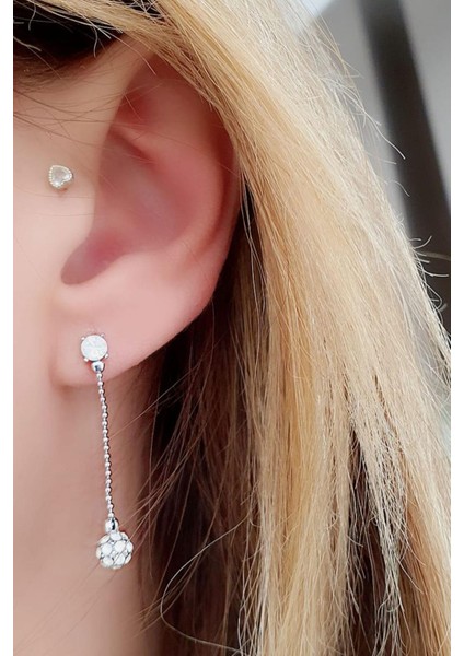 Swarovski Taşlı 925AYAR Gümüş Rose Tasarım Küpe