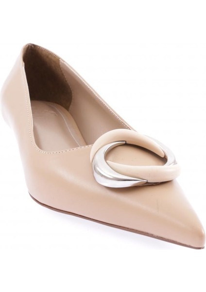 23Y6120-23Y Kadin Yuvarlak Metal Aksesuarli Sivri Burun Kisa Topuklu Ayakkabi fiyatları