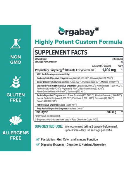 Digestive Enzymes Postbiotics With Tributyrin And 20 Digestive Enzymes Gut Colon 60 Kapsul