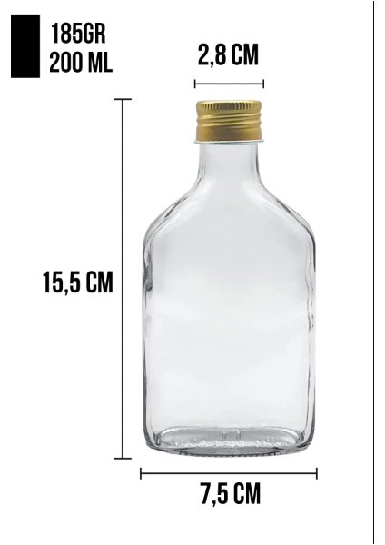 Cold Brew Şeffaf 200 ml Kapaklı Boş Cam Şişe