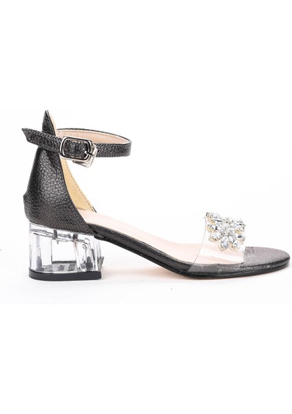 Yangu Vakko Taşlı Kız Çocuk 3 Cm Şeffaf Topuklu Sandalet Abiye Ayakkabı fırsatları