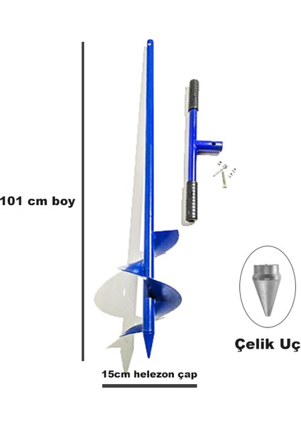 Fidan Dikme Çit Dikme Toprak Burgusu Montajlı 15 Cm