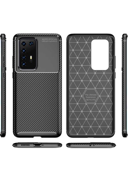 Huawei P40 Pro Kılıf Negro Karbon Desen Silikon