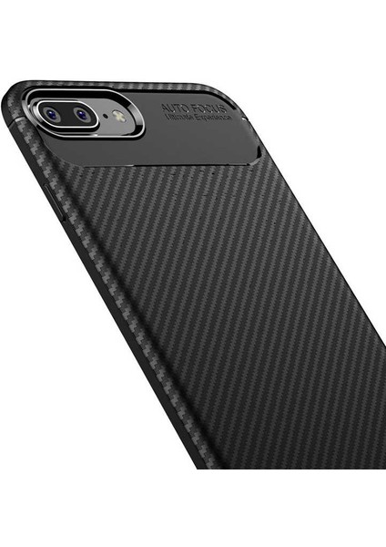 Iphone 8 Plus Kılıf Negro Karbon Desen Silikon + Ekran Koruyucu