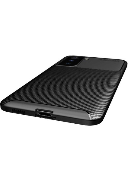 Samsung Galaxy S21 Plus Kılıf Negro Karbon Desen Silikon + Ekran Koruyucu Ped