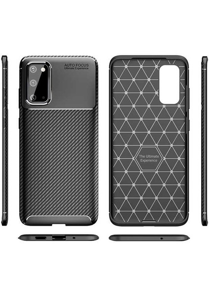 Samsung Galaxy S20 Kılıf Negro Karbon Desen Silikon + Ekran Koruyucu