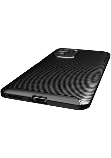 Xiaomi Poco F3 Kılıf Negro Karbon Desen Silikon + Ekran Koruyucu