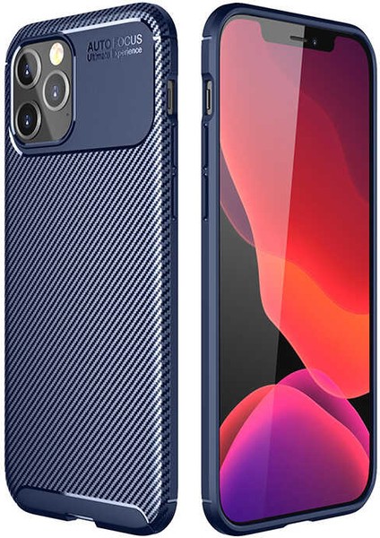 Iphone 11 Pro Max Kılıf Negro Karbon Desen Silikon + Ekran Koruyucu