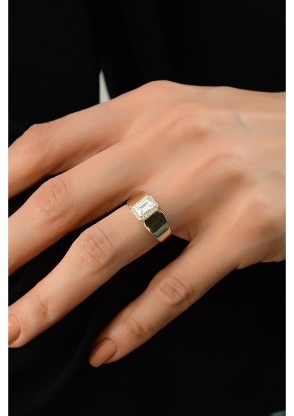 Aynalı Baget Altın Yüzük CGKYZK0100 fırsatları