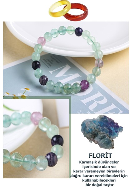 Sertifikalı Florit Doğal Taş Doğru Karar Verme Bilekliği (Akik Yüzük Hediyeli) fiyatları