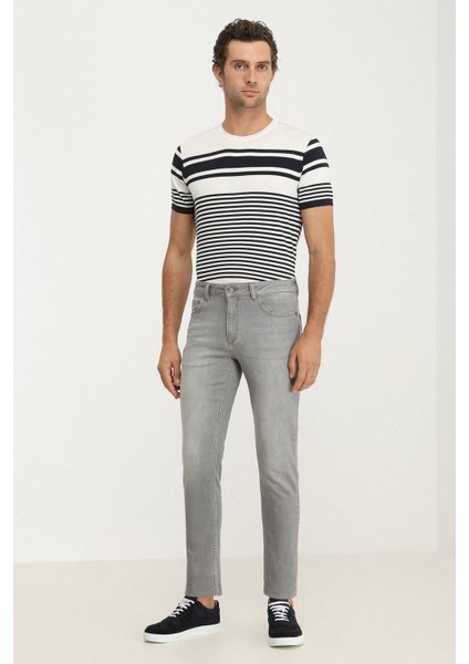 Erkek Slim Fit Denim Pamuk Karışımlı Pantolon