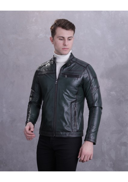 Erkek Hakiki Deri Spor Mont