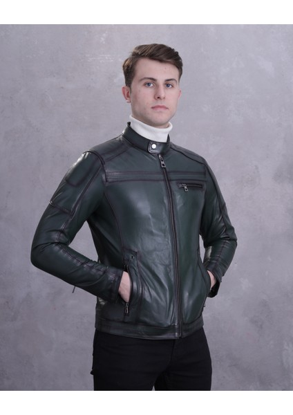 Erkek Hakiki Deri Spor Mont modelleri