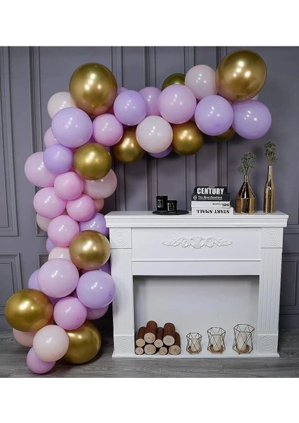 60 Adet Mor Balonlar Açık Pembe Balonlar