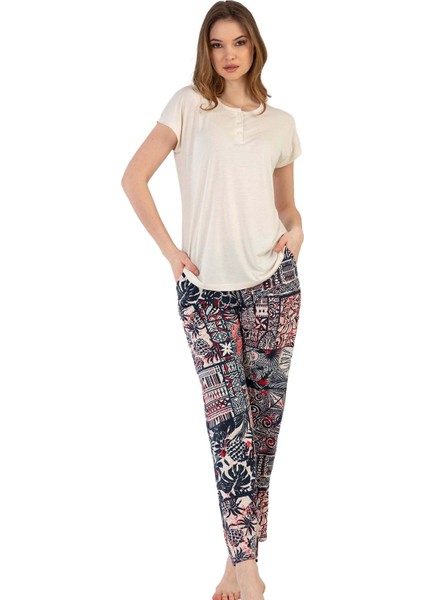 Kadın Vıscon Yarasa Kol Pijama Takım
