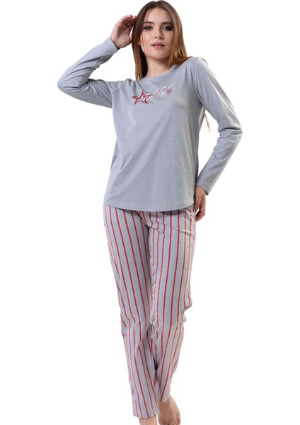 Pamuklu Kadın Uzun Kol Pijama Takım