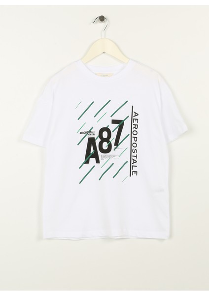 Baskılı Ekru Erkek Çocuk T-Shirt 23SAB-02