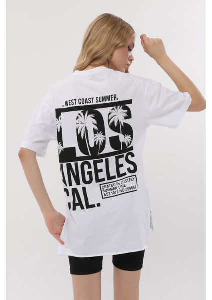 Kadın Bisiklet Yaka Dijital Baskılı Beyaz Renk T-Shir fırsatları