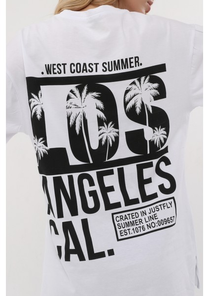 Kadın Bisiklet Yaka Dijital Baskılı Beyaz Renk T-Shir indirimleri