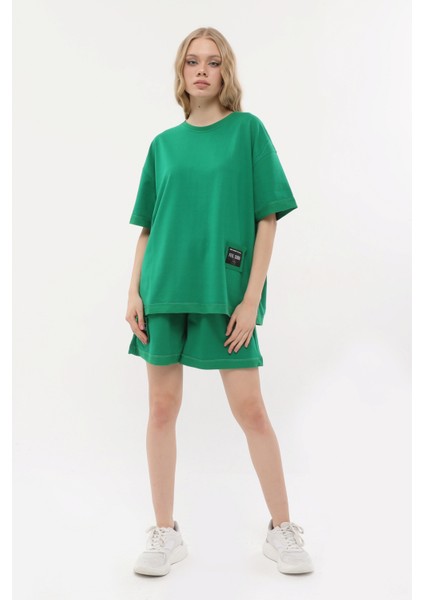 Kadın Baskılı Şortlu Takım Fuşya Renk