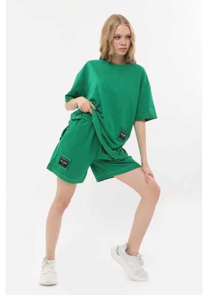 Kadın Baskılı Şortlu Takım Fuşya Renk modelleri