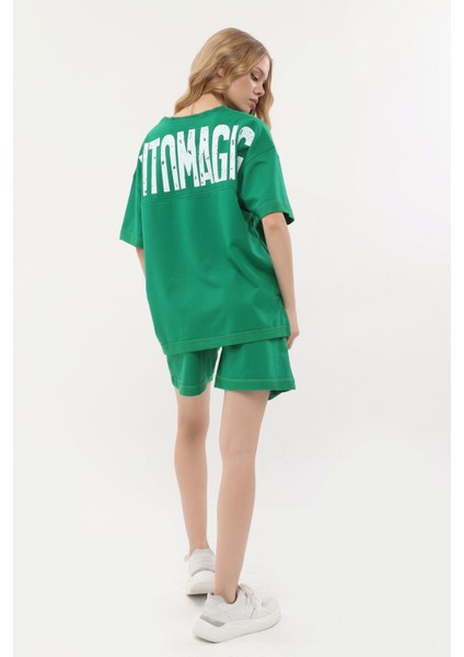 Kadın Baskılı Şortlu Takım Fuşya Renk fırsatları