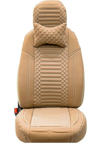 Fiat Egea Stw Lüx Full Deri Oto Koltuk Kılıfı Ön Arka Takım (Giydirme Tip) Bej
