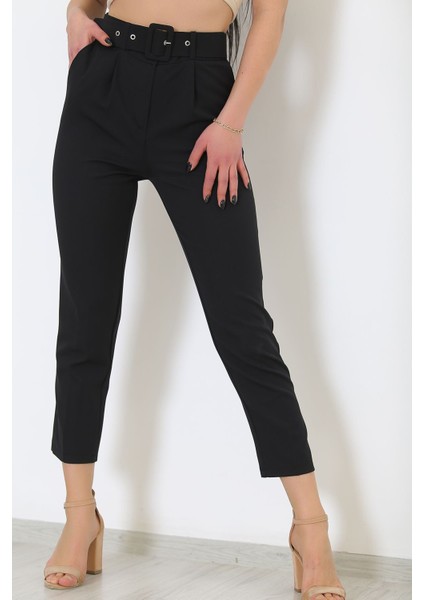 Kemerli Kumaş Pantolon Siyah - 8699.1361.