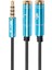 3,5 Mm. Aux Audio Mic Splitter Kablo Kulaklık Adaptörü Erkek 2 Kadın Gökyüzü Mavisi (Yurt Dışından) 4