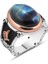 Kapşonlu Mavi Kaplan Gözü Taşlı Erkek Yüzük 1