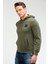 Haki Regular Fit Düz Pamuklu Kapüşonlu Kanguru Cep Erkek Sweatshirt - XC2237 2