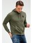 Haki Regular Fit Düz Pamuklu Kapüşonlu Kanguru Cep Erkek Sweatshirt - XC2237 3