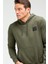 Haki Regular Fit Düz Pamuklu Kapüşonlu Kanguru Cep Erkek Sweatshirt - XC2237 5