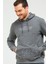 Antrasit Regular Fit Baskılı Pamuklu Kapüşonlu Kanguru Cep Erkek Sweatshirt - XC2210 1