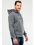 Antrasit Regular Fit Baskılı Pamuklu Kapüşonlu Kanguru Cep Erkek Sweatshirt - XC2210 3