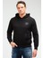 Siyah Regular Fit Düz Pamuklu Kapüşonlu Kanguru Cep Erkek Sweatshirt - XC2237 1