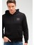 Siyah Regular Fit Düz Pamuklu Kapüşonlu Kanguru Cep Erkek Sweatshirt - XC2237 5