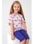 Flower Retro Pembe Kız Çocuk Kapri Takım 3