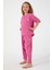 Thin Strip Fuşya Kız Çocuk Kısa Kol Pijama Takım 2
